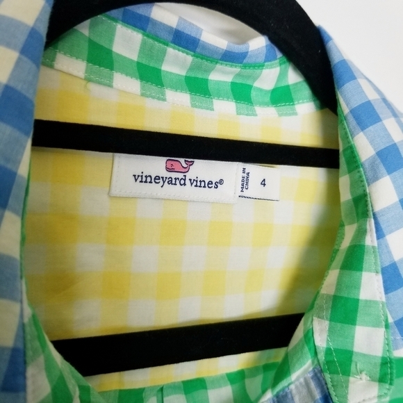 Vineyard Vines  Multicolored  Checkered Button Up shirt Size 4 NWOT - Picture 9 of 14